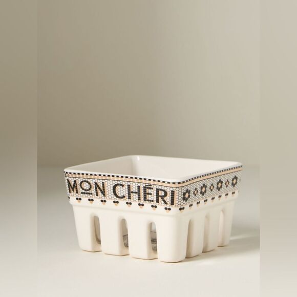 Anthropologie The Bistro Tile Stoneware Berry Basket - Picture 1 of 16